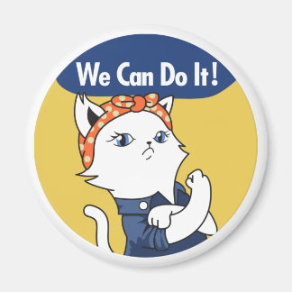 Aimant Nous Pouvons Le Faire ! Chat blanc Rosie le Rivete