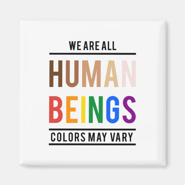 Aimant Nous sommes tous des êtres humains, la couleur peu (Devant)