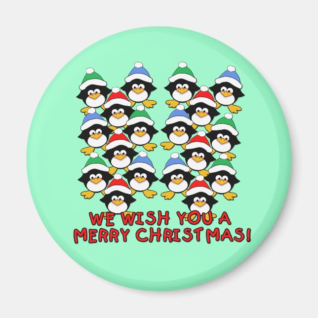 AIMANT NOUS VOUS SOUHAITONS UN JOLI PÉGUINS DE NOËL (Devant)