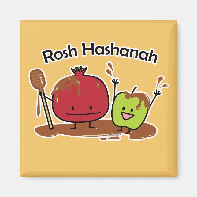 Aimant Nouveau juif de miel de grenade de pomme de Rosh (Devant)