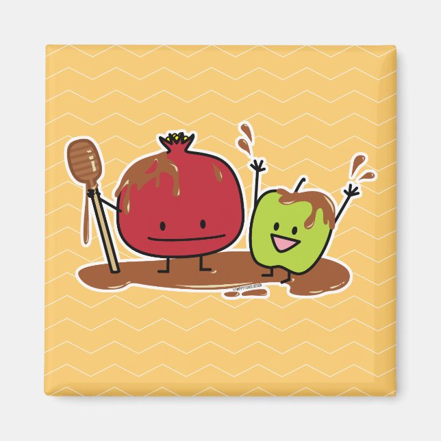 Aimant Nouveau juif de miel de grenade de pomme de Rosh (Devant)
