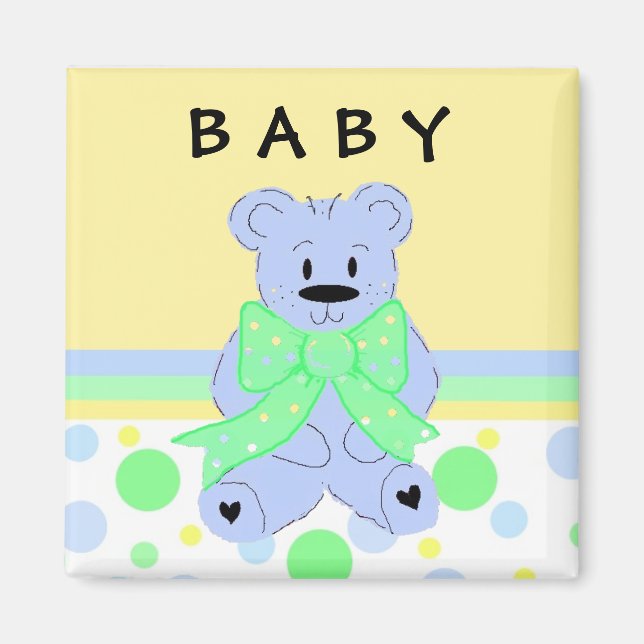 Aimant Nouveau Nounours bleu bébé (Devant)