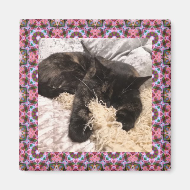 Aimant Nouveau Pet Rose Vert Noël Étoile Carré Cadre (Devant)