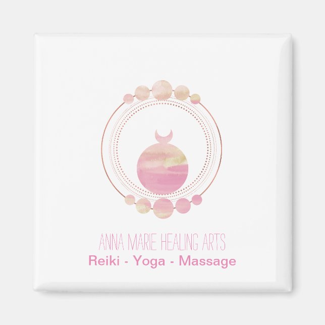 Aimant Nouvelle Âge Rose Rose Or Géométrie Sacrée (Devant)