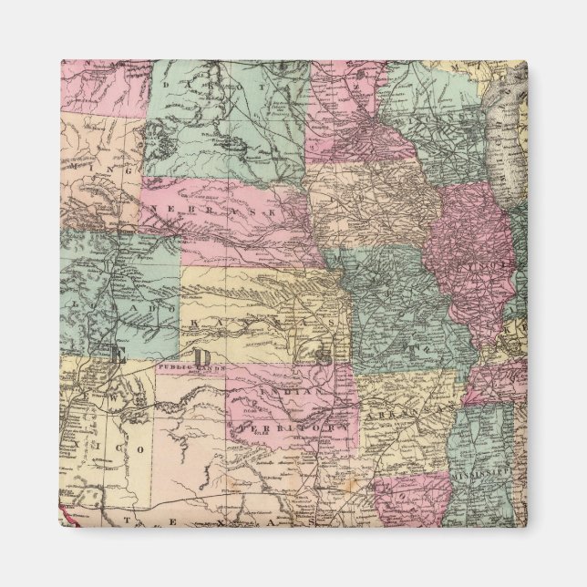 Aimant Nouvelle carte routière ferroviaire des États-Unis (Devant)