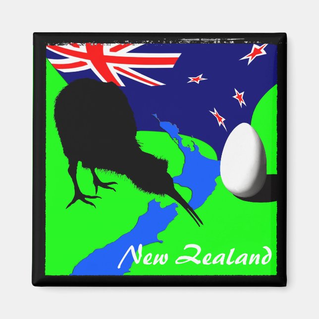 Aimant Nouvelle-Zélande, Kiwi, Drapeau (aimant) (Devant)