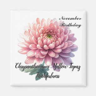Aimant Novembre Birthstone Topaz Chrysanthemum Flower