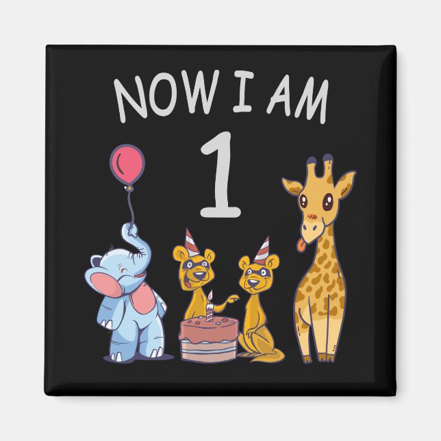 Aimant Now I am 1 year old 1st Birthday at the Zoo (Devant)