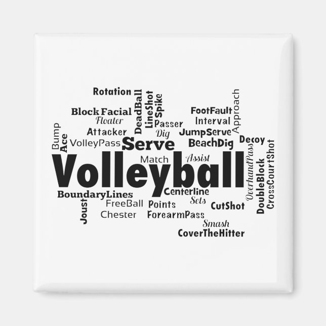 Aimant Nuage de mot volleyball (Devant)