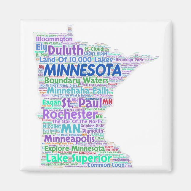 Aimant Nuage de mots du Minnesota (Devant)