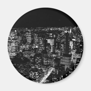 Aimant Nuit de New York en noir et blanc