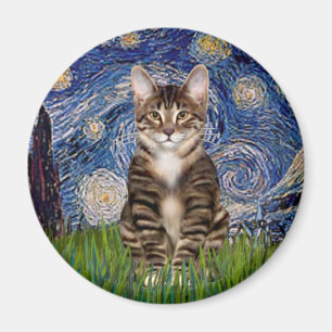 Aimant Nuit étoilée - Chat tigre tabby 30