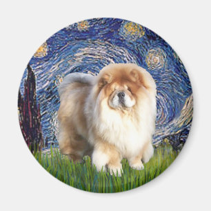 Aimant Nuit étoilée - Chow Chow (crème)