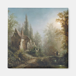 Aimant Nuit illuminée au-dessus de la chapelle de campagn