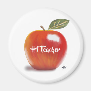 Aimant Number 1 Teacher Red Apple Illustration 