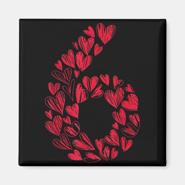 Aimant Number 6 - Cute Six Seven Hearts Matching 67 Valen (Devant)