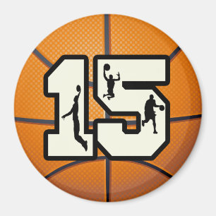 Aimant Numéro 15 Basketball et joueurs