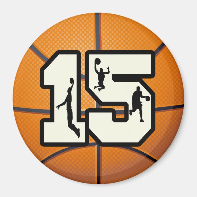 Aimant Numéro 15 Basketball et joueurs (Devant)