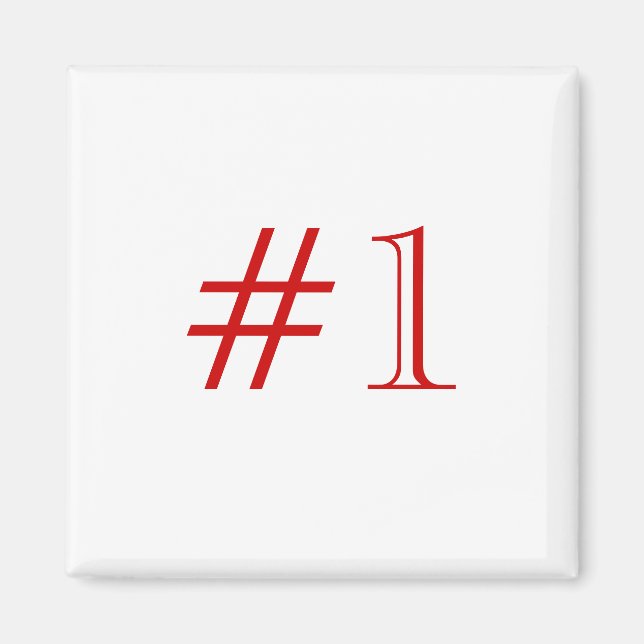 Aimant Numéro 1. Rouge et blanc. Personnalisé (Devant)