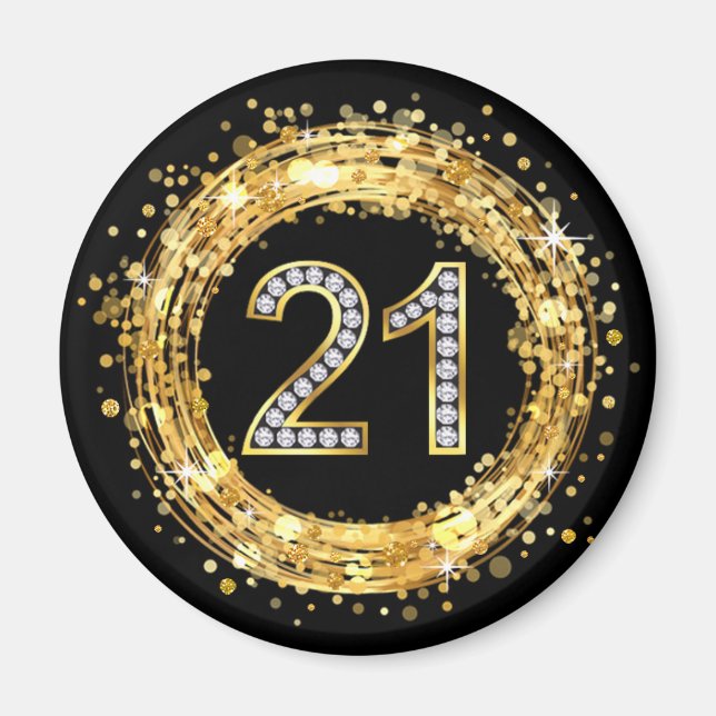 Aimant Numéro de diamant 21 Parties scintillant Bling Con (Devant)