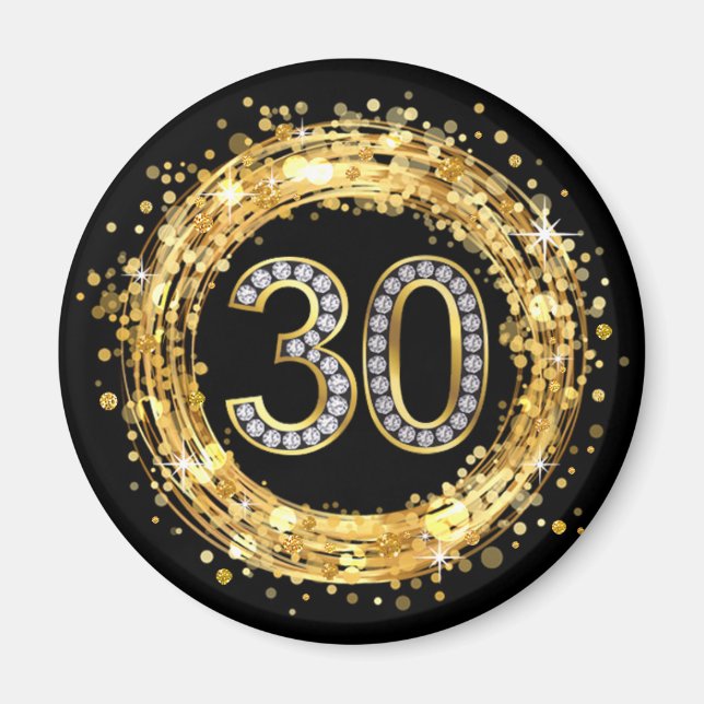 Aimant Numéro de diamant 30 Parties scintillant Bling Con (Devant)