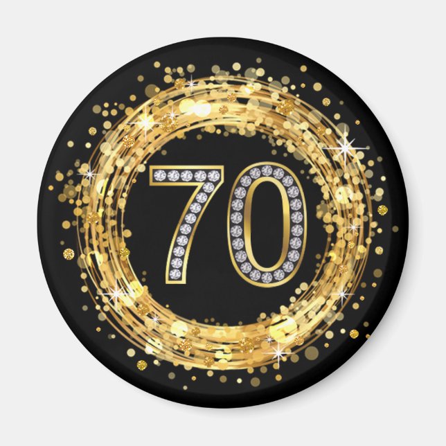 Aimant Numéro de diamant 70 Parties scintillant Bling Con (Devant)