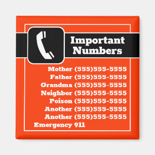 Aimant Numéro de téléphone du contact important Rappels d