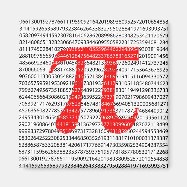 Aimant Numéro rouge d'origine pi jour symbole mathématiqu (Devant)