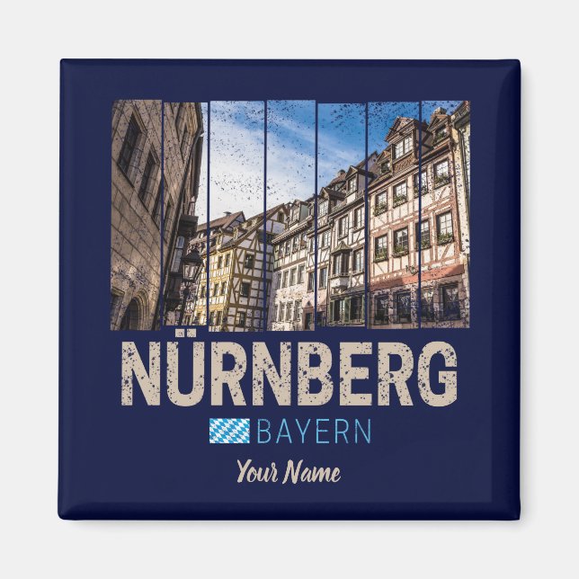 Aimant Nuremberg Bavière Vintage Allemagne Souvenir (Devant)