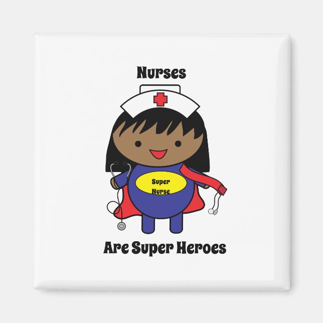 Aimant Nurse Black Kawaii Super Hero Personnaliser (Devant)
