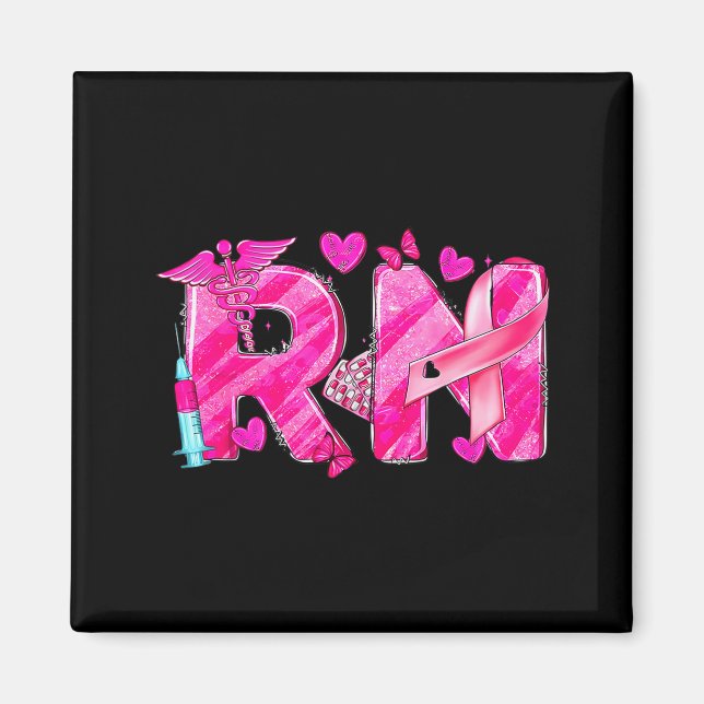 Aimant Nurse Breast Cancer Awareness Nk Ribbon Nursing Rn (Devant)