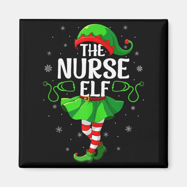 Aimant Nurse Elf Christmas Girls Women Elf Squad Xmas Fam (Devant)