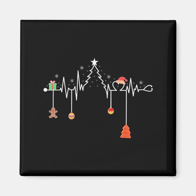 Aimant Nursing Christmas Shirt Christmas Tree Heartbeat F (Devant)