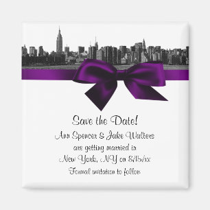 Aimant NYC Skyline large gravé BW Violet Enregistrer la d