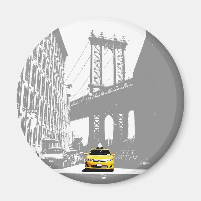 Aimant Nyc Yellow Taxi Brooklyn Bridge New York City (Devant)