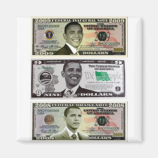 Aimant obama 9 dollars Bill