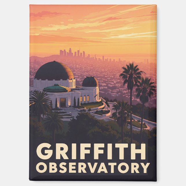 Aimant Observatoire vintage Griffith de Los Angeles Sunse (Recto)