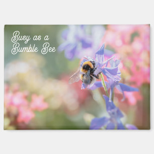 Aimant "Occupé comme un Bourdon" Fleurs Pastel Doux