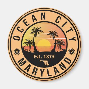 Aimant Ocean City Maryland Retro Sunset Souvenirs 60s