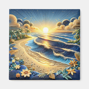 Aimant Ocean View Tropical Paper Quilling Effet