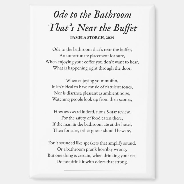 Aimant Ode to the Bathroom That's Near the Buffet Poem (Recto)