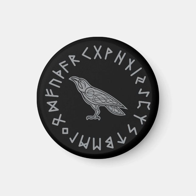 Aimant Odin Raven Crow Viking Mythologie runes runes runi (Devant)