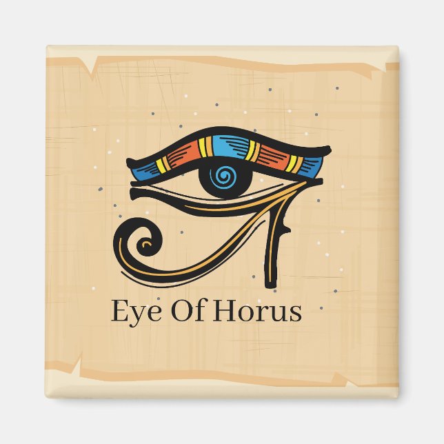 Aimant OEil de Horus sur papyrus, hiéroglyphes égyptiens (Devant)