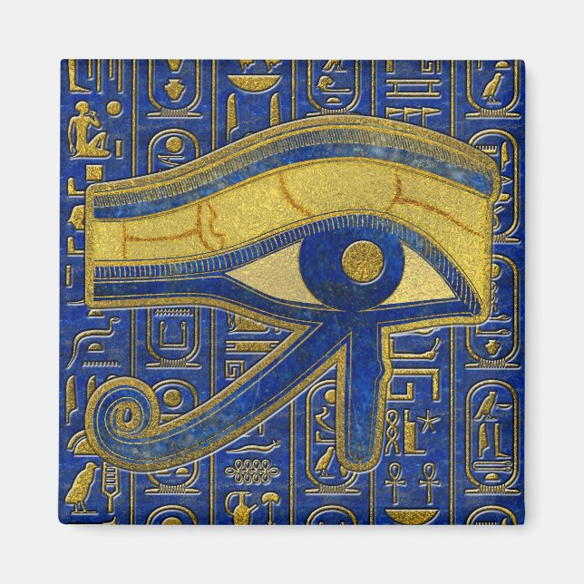 Aimant OEil d'or égyptien de Horus - Wadjet Lapis Lazuli (Devant)