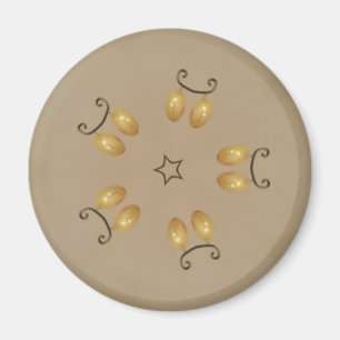 Aimant Oeuf Jaune Doré Motif OEufs de Pâques Beige rustiq