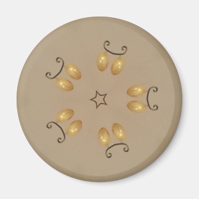 Aimant Oeuf Jaune Doré Motif OEufs de Pâques Beige rustiq (Devant)