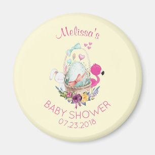 Aimant Oeuf mignon, Flamant rose rose & lapin, Baby showe