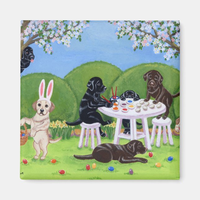 Aimant Oeufs du Labrador et de Pâques (Devant)