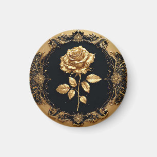 Aimant Œuvre d'art Rose Dorée avec Élément Décoratif Orné