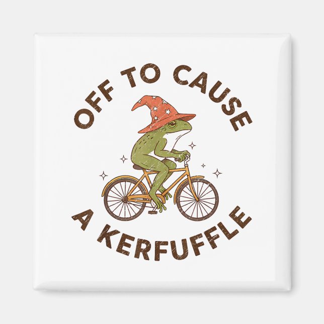 Aimant Off To Cause A Kerfuffle Funny Cowboy Frog Meme  (Devant)